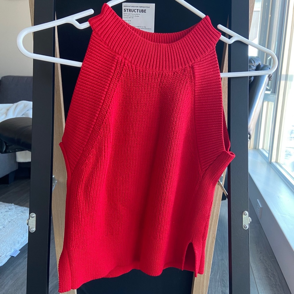 Aritzia Knit Halter Sweater in Red - Picture 2 of 3